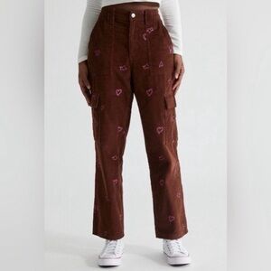 PacSun Heartbreaker Corduroy Cargo Elastic Waist Pants EUC